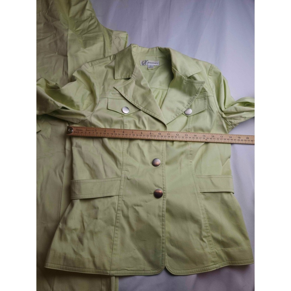 Dressbarn Lime Green Pant Suit Set 2pc Blazer Trousers Womens Size 10 - Picture 3 of 12